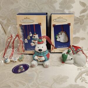 Hallmark 2002 Safe and Snug & Sweet Tooth Treats Polar Bears Christmas Ornaments